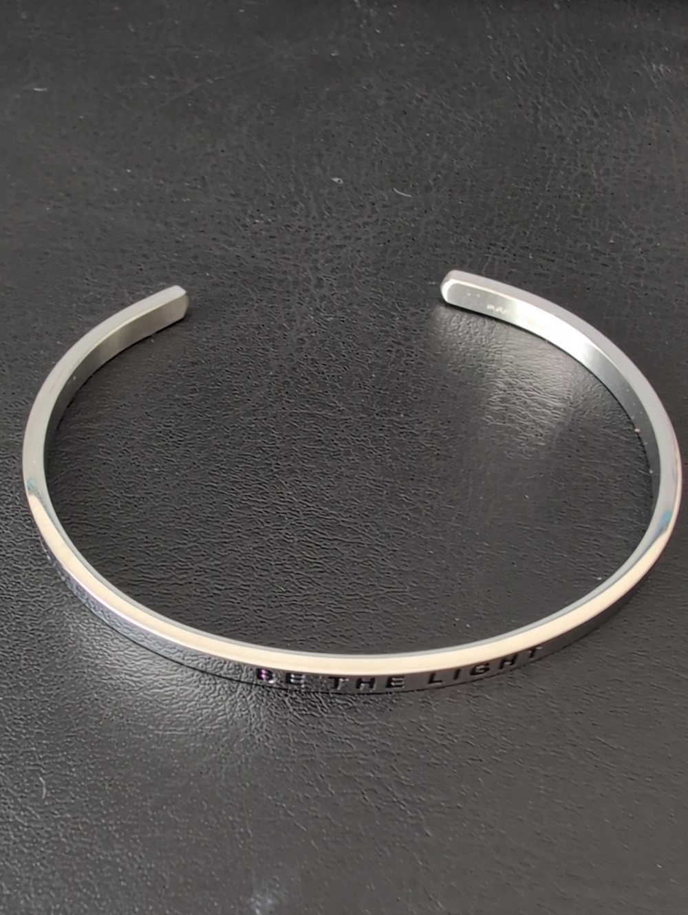 MantraBand Silver Engraved Cuff Bracelet - Be The Light